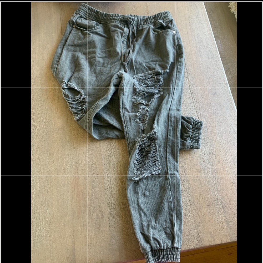 High-Waisted Ripped Cargo Pants